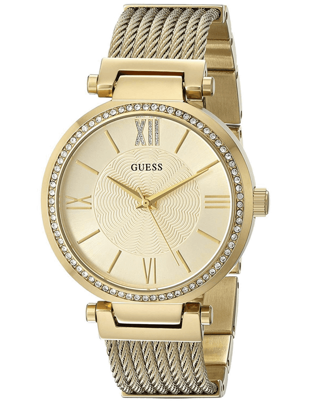 Guess Soho Champagne Dial Stainless Steel Mesh Bracelet Watch For Women - W0638L2 Authentic Buy Shop Now