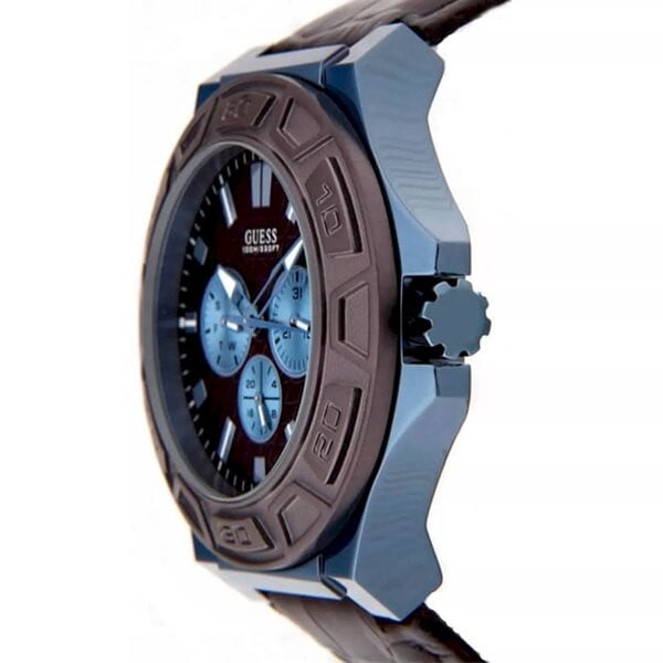 Guess Force Quartz Brown Dial Brown Leather Strap Watch For Men - W0674G5 Authentic Buy Shop Now