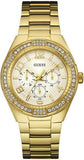 Guess Luna Diamonds White Dial Gold Steel Strap Watch for Women - W0729L2 Authentic Buy Shop Now