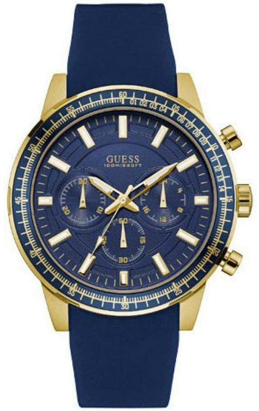 Guess Fuel Chronograph Blue Dial Blue Rubber Strap Watch for Men - W0802G2 Authentic Buy Shop Now