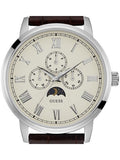 Guess Delancy Quartz White Dial Brown Leather Strap Watch For Men - W0870G1 Authentic Buy Shop Now