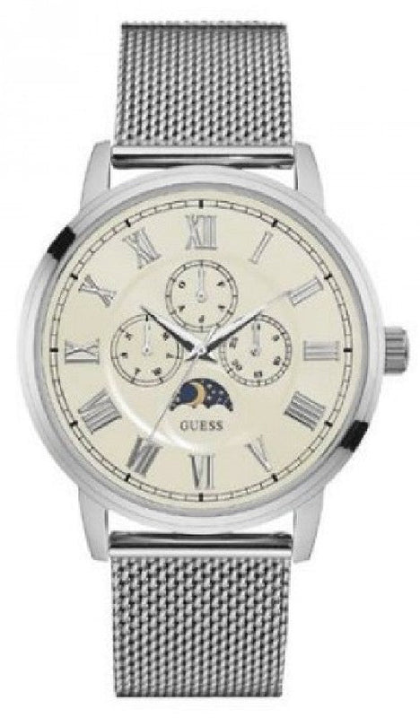 Guess Delancy White Dial Silver Mesh Bracelet Watch for Men - W0871G4 Authentic Buy Shop Now