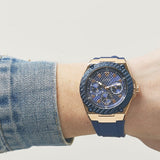 Guess Legacy Blue Dial Blue Silicone Strap Watch For Men - W1049G2 Authentic Buy Shop Now