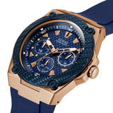 Guess Legacy Chronograph Blue Dial Blue Rubber Strap Watch For Men - W1049G9 Authentic Buy Shop Now