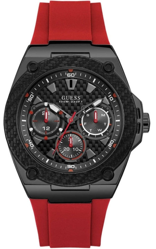 Guess Legacy Black Dial Red Silicone Strap Watch for Men - W1049G6 Authentic Buy Shop Now