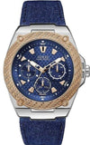 Guess Legacy Analog Blue Dial Blue Denim Strap Watch for Men - W1058G1 Authentic Buy Shop Now
