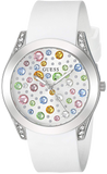 Guess Wanderlust Crystals Silver Dial White Rubber Strap Watch For Women - W1059L3 Authentic Buy Shop Now