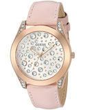 Guess Wonderlust Beige Dial Pink Leather Strap Watch for Women - W1065L1 Authentic Buy Shop Now
