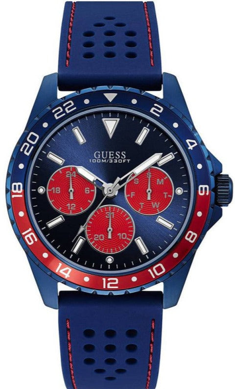 Guess Odyssey Analog Blue Dial Blue Rubber Strap Watch For Men - W1108G1 Authentic Buy Shop Now
