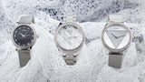 Guess Tri Glitz Quartz Silver Dial Silver Mesh Bracelet Watch For Women - W1142L1 Authentic Buy Shop Now