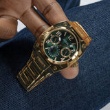 Guess Trend Analog Green Dial Gold Steel Strap Watch For Men - GW0624G2 Authentic Buy Shop Now
