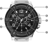 Guess Indovina Quartz Black Dial Black Leather Strap Watch For Men - W0040G9 Authentic Buy Shop Now