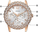 Guess Dazzler Diamonds Silver Dial Rose Gold Steel Strap Watch for Women - W0335L3 Authentic Buy Shop Now
