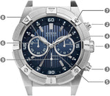 Guess Jolt Chronograph Blue Dial Silver Steel Strap Watch for Men - W0377G2 Authentic Buy Shop Now