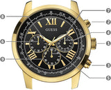Guess Horizon Chronograph Quartz Black Dial Black Leather Strap Watch For Men - W0380G7 Authentic Buy Shop Now