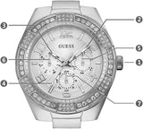 Guess Luna Diamonds Silver Dial Silver Steel Strap Watch for Women - W0729L1 Authentic Buy Shop Now
