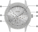 Guess Bedazzle Diamonds Silver Dial Silver Steel Strap Watch For Women - W1097L1 Authentic Buy Shop Now