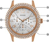 Guess Bedazzle Diamonds Silver Dial Rose Gold Steel Strap Watch For Women - W1097L3 Authentic Buy Shop Now