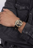 Guess Gadget Gold Dial Black Leather Strap Watch for Men - GW0570G1 Authentic Buy Shop Now