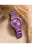Guess Crown Jewel Diamonds Purple Dial Purple Steel Strap Watch for Women - GW0410L4 Authentic Buy Shop Now