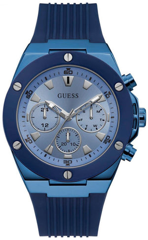 Guess Poseidon Blue Dial Blue Rubber Strap Watch for Men - GW0057G3 Authentic Buy Shop Now