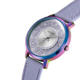 Guess Dahlia Analog Silver Dial Purple Leather Strap Watch For Women - GW0529L4 Authentic Buy Shop Now