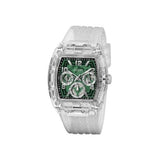 Guess Phoenix Quartz Green Dial Transparent Silicone Strap Watch For Men - GW0499G8 Authentic Buy Shop Now