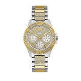 Guess Frontier Chronograph Crystals Gold Dial Two Tone Steel Strap Watch For Women - W1156L5 Authentic Buy Shop Now