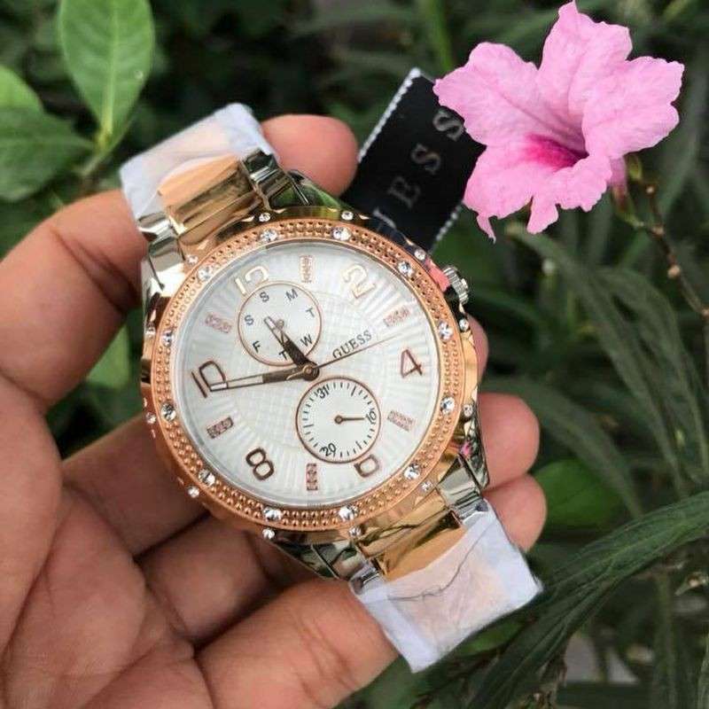 Guess Siren White Dial Two Tone Steel Strap Watch for Women - W0442L4 Authentic Buy Shop Now