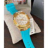 Guess Limelight Crystal White Dial Light Blue Rubber Strap Watch for Women - W1053L6 Authentic Buy Shop Now