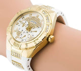 Guess Luna Diamonds White Dial White Rubber Strap Watch for Women - W0653L3 Authentic Buy Shop Now