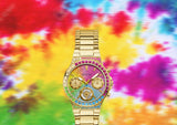 Guess Sugarrush Quartz Multicolor Dial Gold Steel Strap Watch For Women - GW0258L1 Authentic Buy Shop Now
