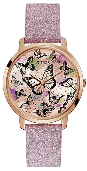 Guess Mariposa Pink Dial Pink Leather Strap Watch for Women - GW0008L2 Authentic Buy Shop Now