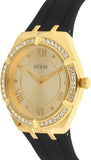 Guess Cosmo Diamonds Gold Dial Black Rubber Strap Watch for Women - GW0034L1 Authentic Buy Shop Now