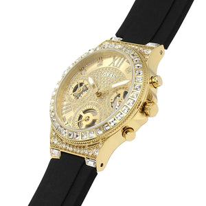 Guess Moonlight Crystals Silver Dial Black Silicone Strap Watch For Women - GW0257L1 Authentic Buy Shop Now