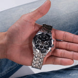 Guess Surge Chronograph Black Dial Silver Steel Strap Watch for Men - W1258G1 Authentic Buy Shop Now