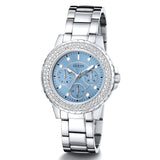 Guess Crown Jewel Diamonds Blue Dial Silver Steel Strap Watch for Women - GW0410L1 Authentic Buy Shop Now