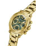 Guess Cosmo Chronograph Green Dial Gold Steel Strap Watch For Women - GW0465L5 Authentic Buy Shop Now