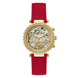 Guess Solstice Diamonds Gold Dial Red Rubber Strap Watch for Women - GW0484L1 Authentic Buy Shop Now
