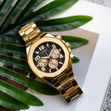 Guess Empire Quartz Black Dial Gold Steel Strap Watch For Men - GW0489G2 Authentic Buy Shop Now