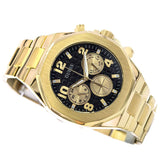 Guess Empire Quartz Black Dial Gold Steel Strap Watch For Men - GW0489G2 Authentic Buy Shop Now