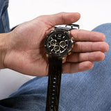 Guess Edge Chronograph Black Dial Black Leather Strap Watch For Men - GW0492G1 Authentic Buy Shop Now