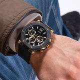 Guess Edge Chronograph Black Dial Black Leather Strap Watch For Men - GW0492G1 Authentic Buy Shop Now