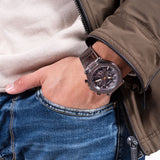 Guess Edge Chronograph Brown Dial Brown Leather Strap Watch For Men - GW0492G2 Authentic Buy Shop Now