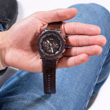 Guess Edge Chronograph Brown Dial Brown Leather Strap Watch For Men - GW0492G2 Authentic Buy Shop Now