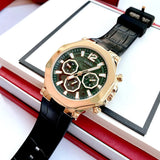 Guess Edge Chronograph Green Dial Black Leather Strap Watch For Men - GW0492G3 Authentic Buy Shop Now