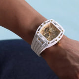Guess Phoenix Analog Gold Dial White Silicone Strap Watch For Men - GW0499G5 Authentic Buy Shop Now
