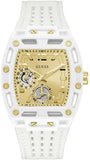 Guess Phoenix Analog Gold Dial White Silicone Strap Watch For Men - GW0499G5 Authentic Buy Shop Now
