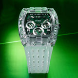 Guess Phoenix Quartz Green Dial Transparent Silicone Strap Watch For Men - GW0499G8 Authentic Buy Shop Now