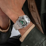 Guess Phoenix Quartz Green Dial Transparent Silicone Strap Watch For Men - GW0499G8 Authentic Buy Shop Now